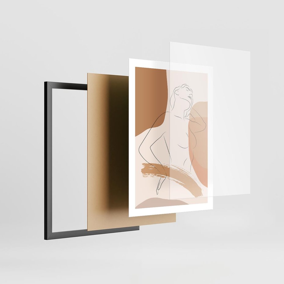 Plakat w ramie 50x70 - Sztuka Prostoty - kobieta, szkic - rama czarna