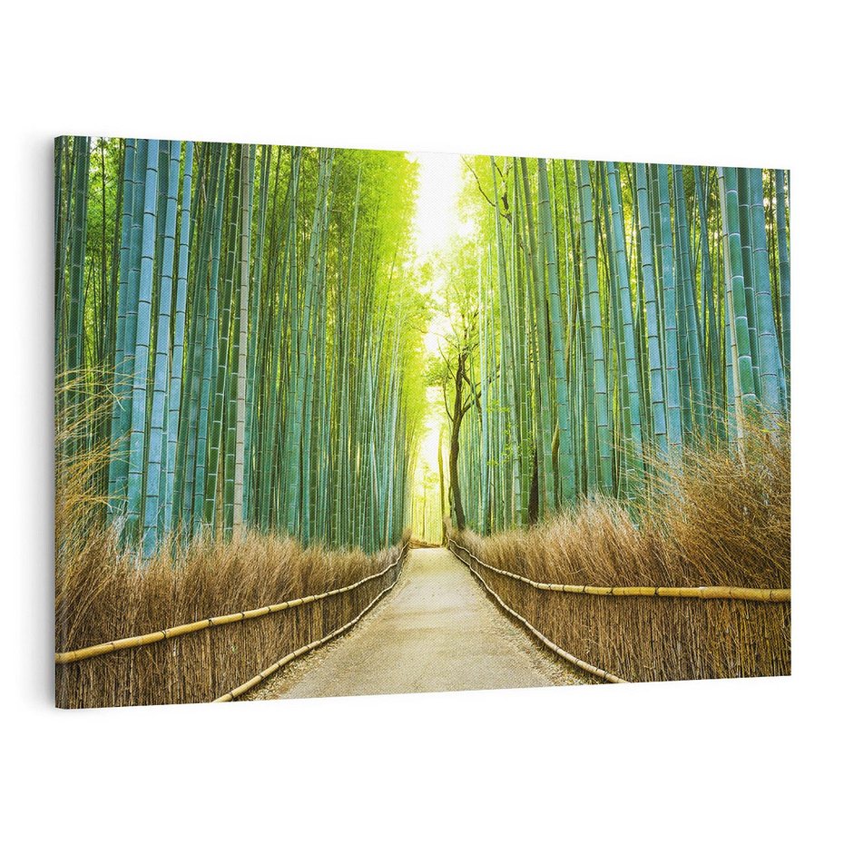 Obraz na płótnie 100x70 - Droga przez japoński bambusowy las - droga, japonia