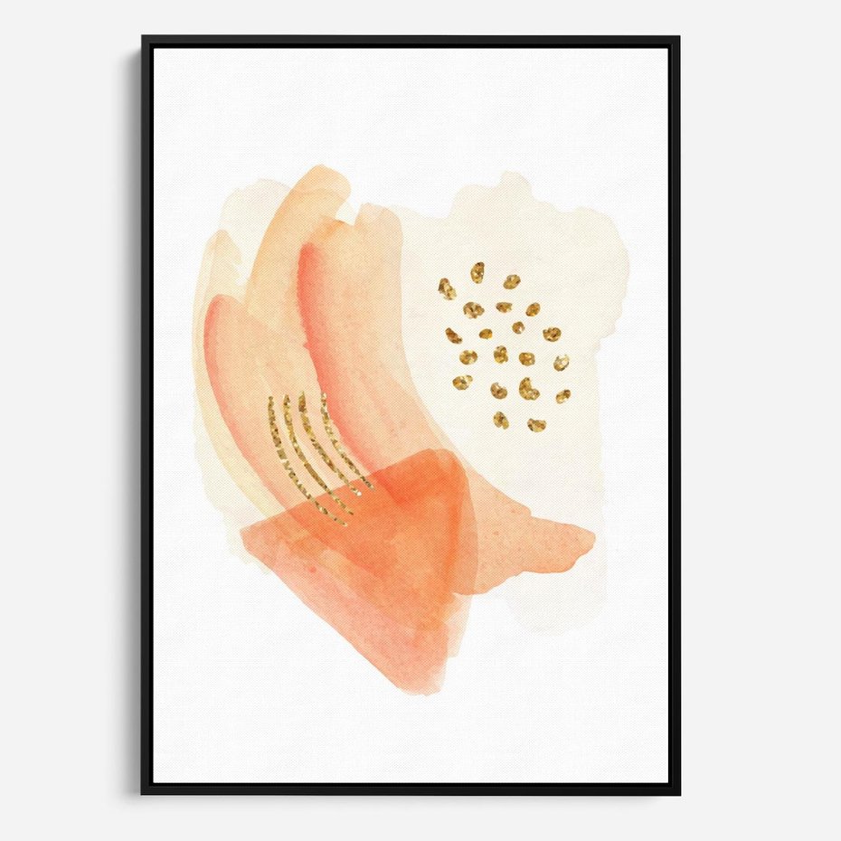 Obraz w ramie 70x100 - Rozkwitające Odbicia Form - abstrakcyjne akwarelowe plamy, minimalizm - rama czarna