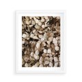 Plakat w ramie 40x50 - Delikatność Hortensji: Kompozycja Kwiatów w Beżu - hortensja, odcienie beżu - rama biała