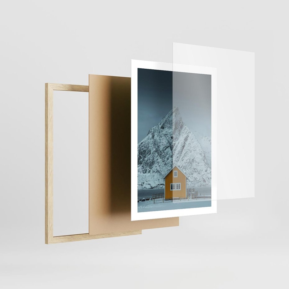 Plakat w ramie 50x70 - Urok Norweskich Domków - Skandynawia, Norwegia - rama drewno