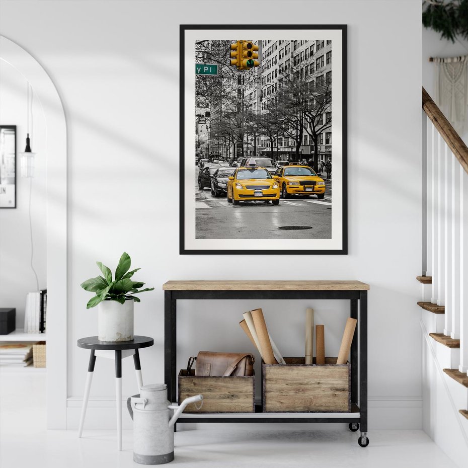 Plakat bez ramy 21x30 - Taksówki w Nowym Jorku - taksówki, Nowy Jork