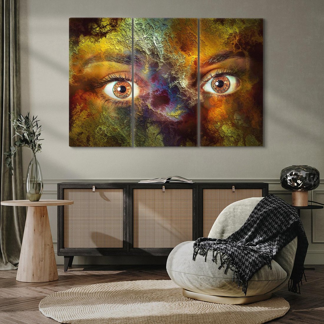 Obraz na płótnie 120x80 - Twarz w abstrakcji - twarz, abstrakcja