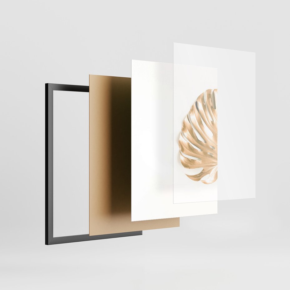 Zestaw obrazy w ramie 40x50 galeria - Złoty, ananas, monstera, gold - rama czarna