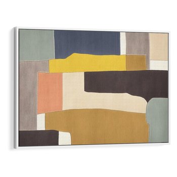 Obraz w ramie 70x50 - Pasy Abstrakcji - kolorowe pasy, plamy koloru - rama biała