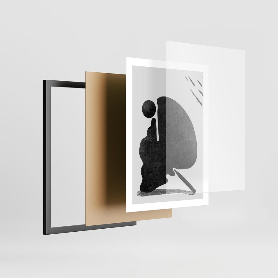 Plakat w ramie 50x70 - Abstrakcyjna Japońska Sztuka - abstrakcja, sztuka japońska - rama czarna