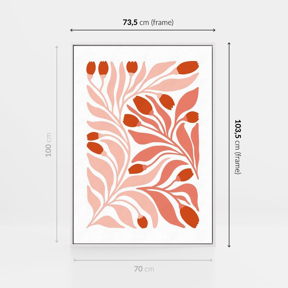 Obraz w ramie 70x100 - Nieskrępowane wyobraźnie kolorów - kwiaty, pastelowe kolory - rama biała