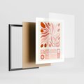 Plakat w ramie 40x50 - Migotliwa Euforia - kompozycja w łososiowym kolorze, kwiaty - rama czarna