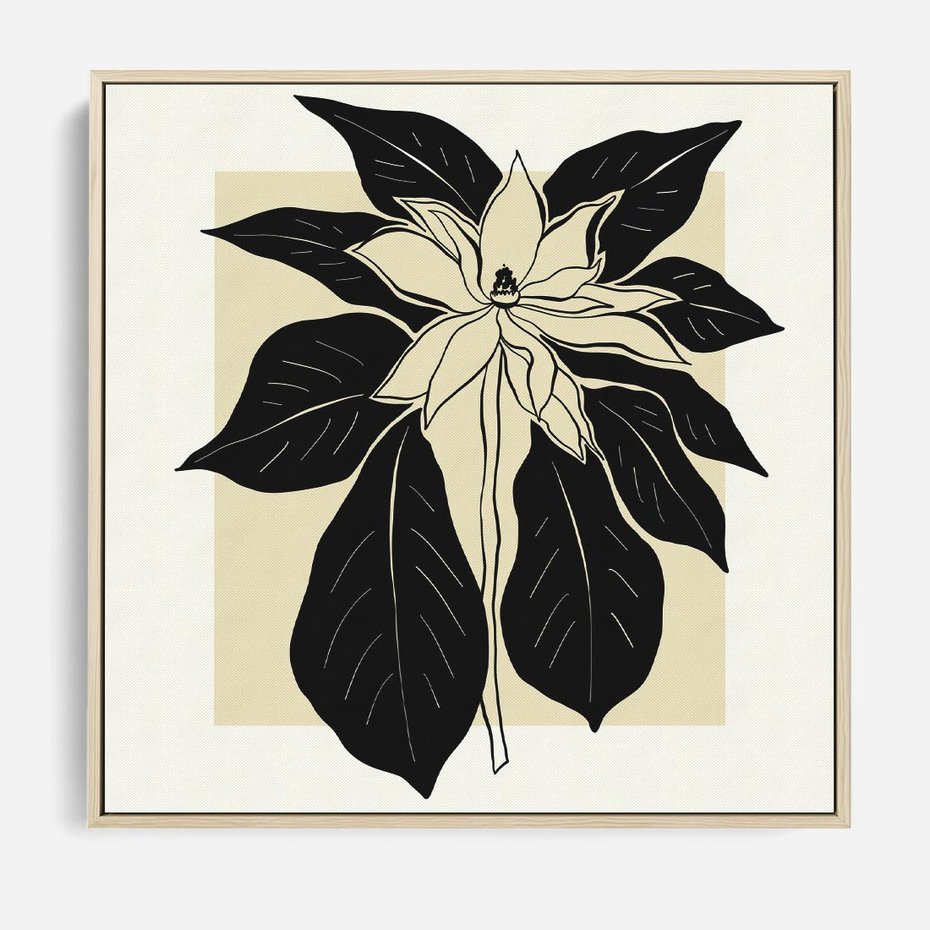 Obraz w ramie 50x50 - Melancholia przerywanych linii - wiaty, typografia - rama drewno