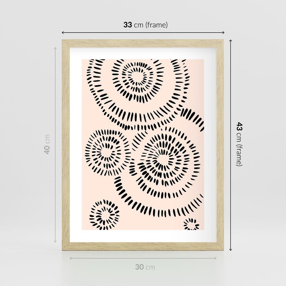 Plakat w ramie 30x40 - Abstrakcyjne Wnętrza - minimalistyczne kształty, odbicia - rama drewno