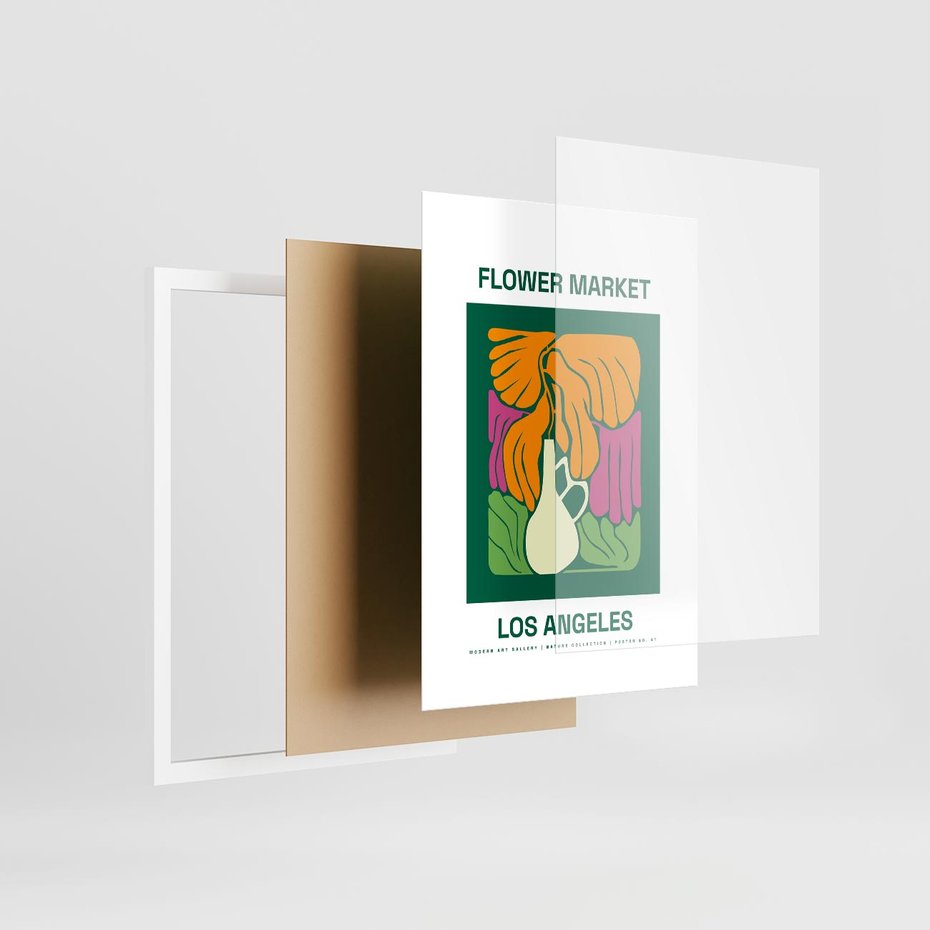 Plakat w ramie 50x70 - Przenikające Kontury - minimalizm, plakat - rama biała