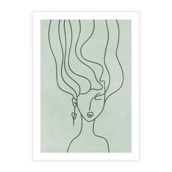 Plakat bez ramy 30x40 - Spokojne Objęcia Natury - abstrakcja, zielony szkic