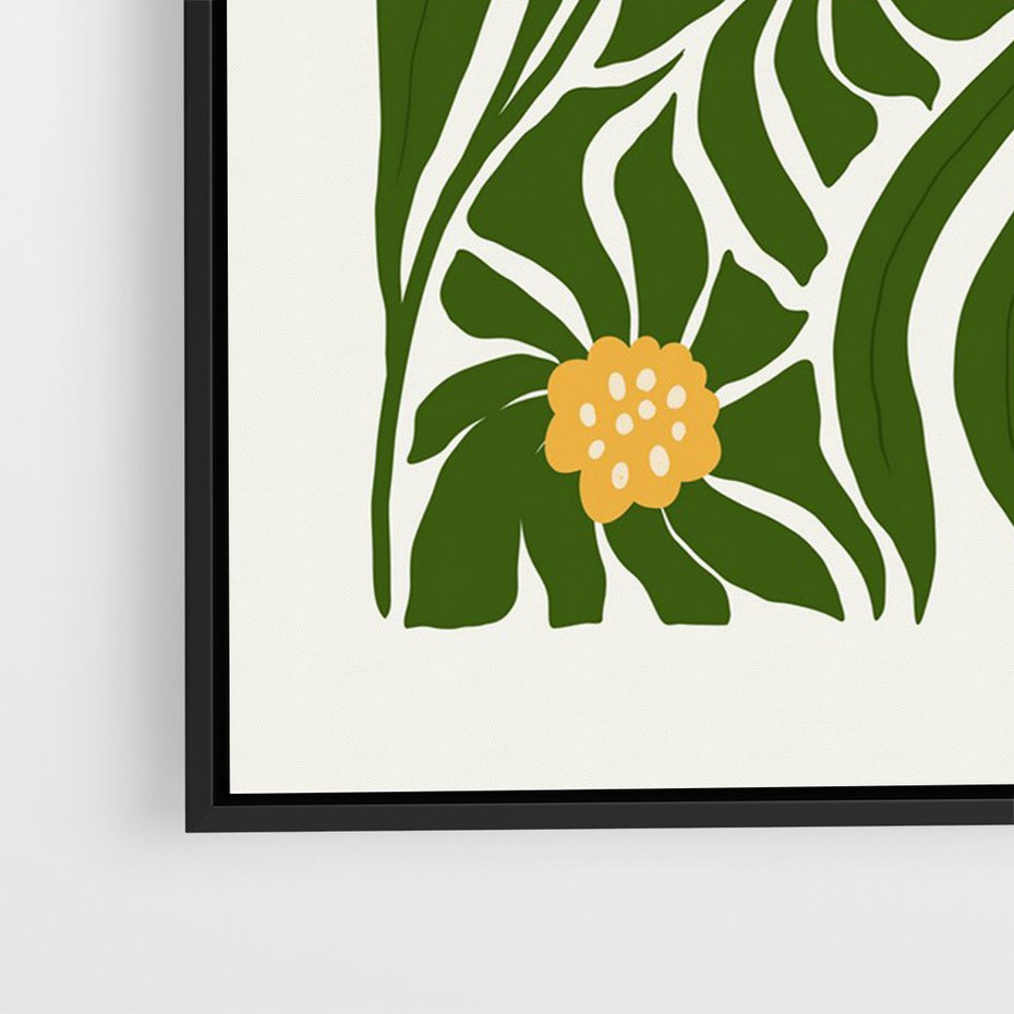Obraz w ramie 70x100 - Spojrzenie wgłąb roślinnego świata - abstrakcyjne kwiaty, kompozycja - rama czarna