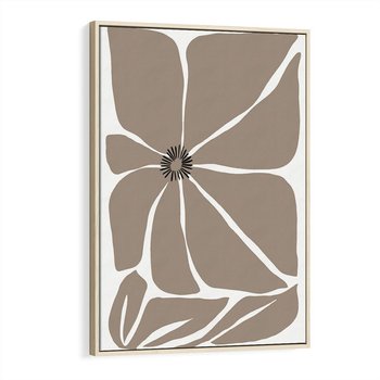 Obraz w ramie 80x120 - Złudne Zmysły - abstrakcyjny kwiat, beże i brązy - rama drewno