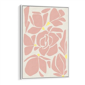 Obraz w ramie 80x120 - Rozplątane Akwarelowe Formy - abstrakcyjne boho kwiaty, kompozycja - rama biała