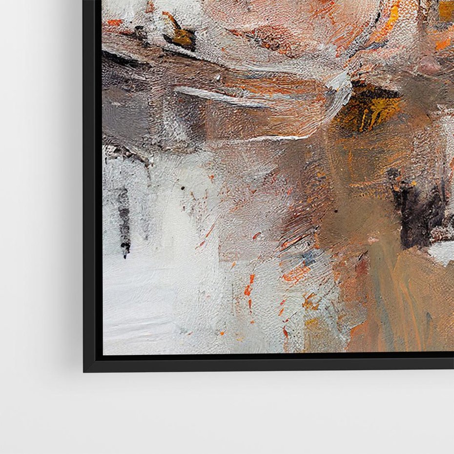 Obraz w ramie 70x50 - Taniec księżycowego pyłu - abstrakcja, tekstury farb - rama czarna
