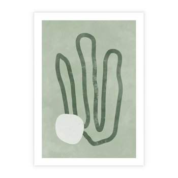 Plakat bez ramy 40x50 - Spokojne Kształty Natury - zielona abstrakcja, zgaszona zieleń