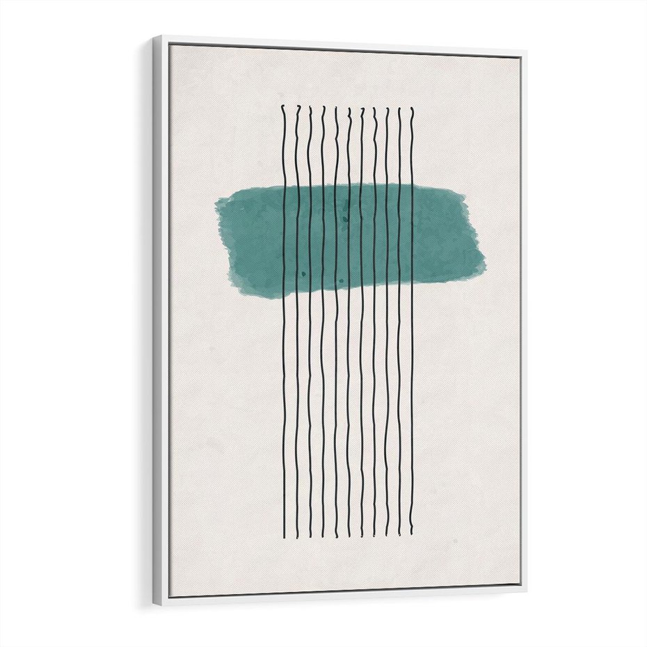 Obraz w ramie 70x100 - Bezczasowe Wspomnienia - abstrakcyjna akwarelowa plama, nieregularne kreski - rama biała