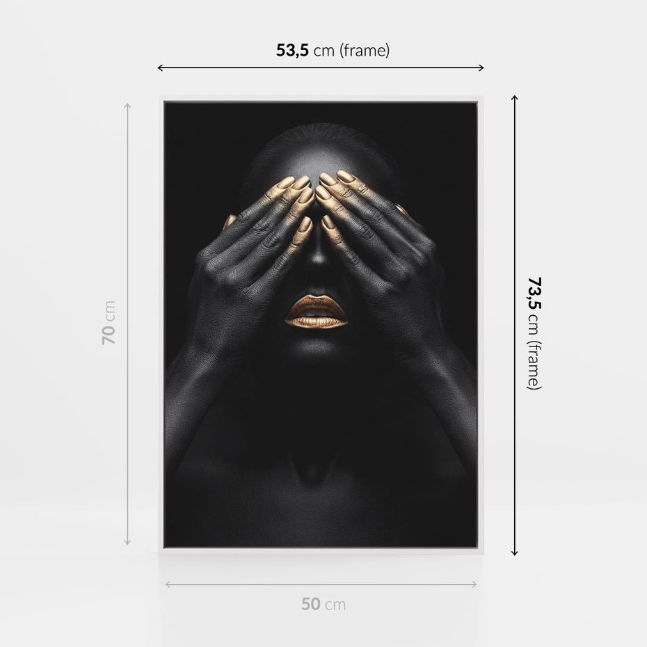 Obraz w ramie 50x70 - Złote Usta wyjątkowa subtelność - złote usta, złote palce - rama biała