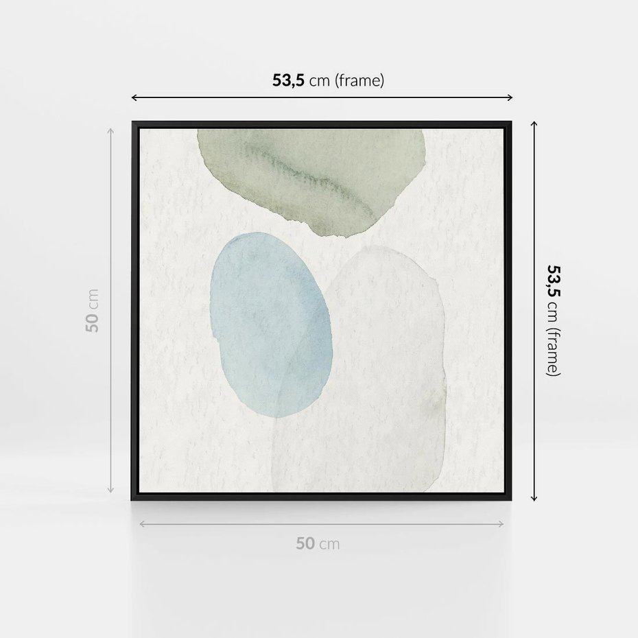 Obraz w ramie 50x50 - Akwarelowa Symfonia Natury - abstrakcyjne delikatne plamy, akwarelowe - rama czarna
