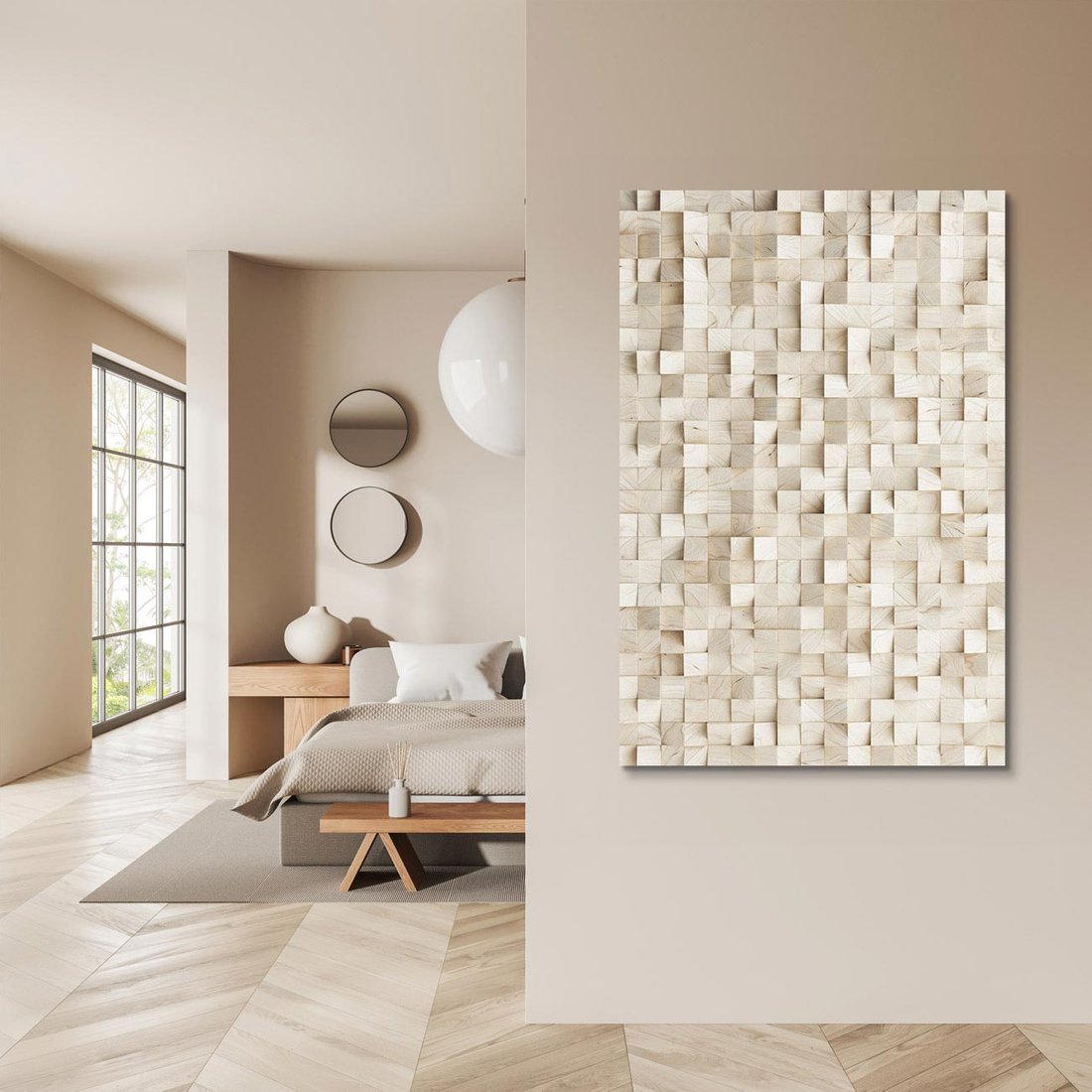 Obraz na płótnie 50x70 - Geometryczne 3D: Abstrakcyjna Harmonia - geometryczne, 3D