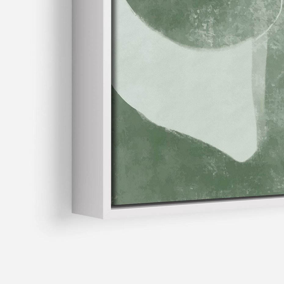 Obraz w ramie 50x50 - Nurtująca Kompozycja Zieleni - abstrakcyjne delikatne zielone linie, podobne do gałęzi kwiatów - rama biała