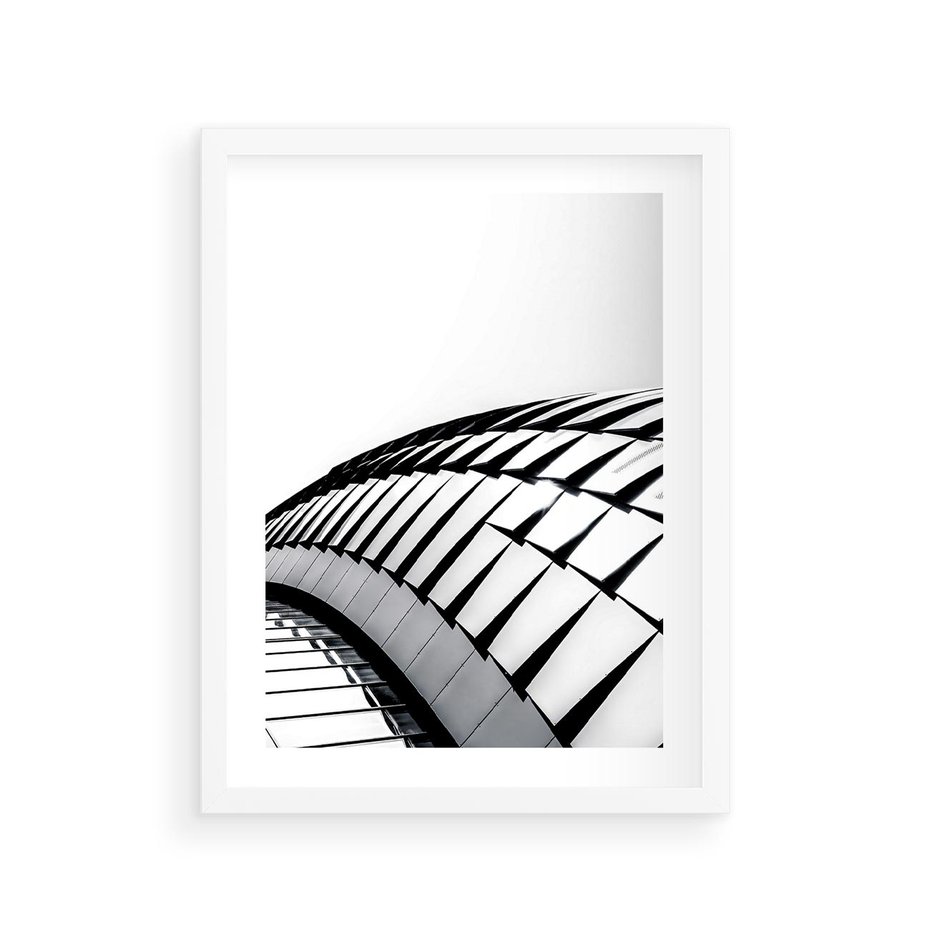 Plakat w ramie 30x40 - Dynamiczne Kształty - architektura, obłe kształty - rama biała