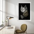 Plakat w ramie 50x70 - Mroczne Złudzenia - abstrakcyjne liście, mroczna atmosfera - rama biała