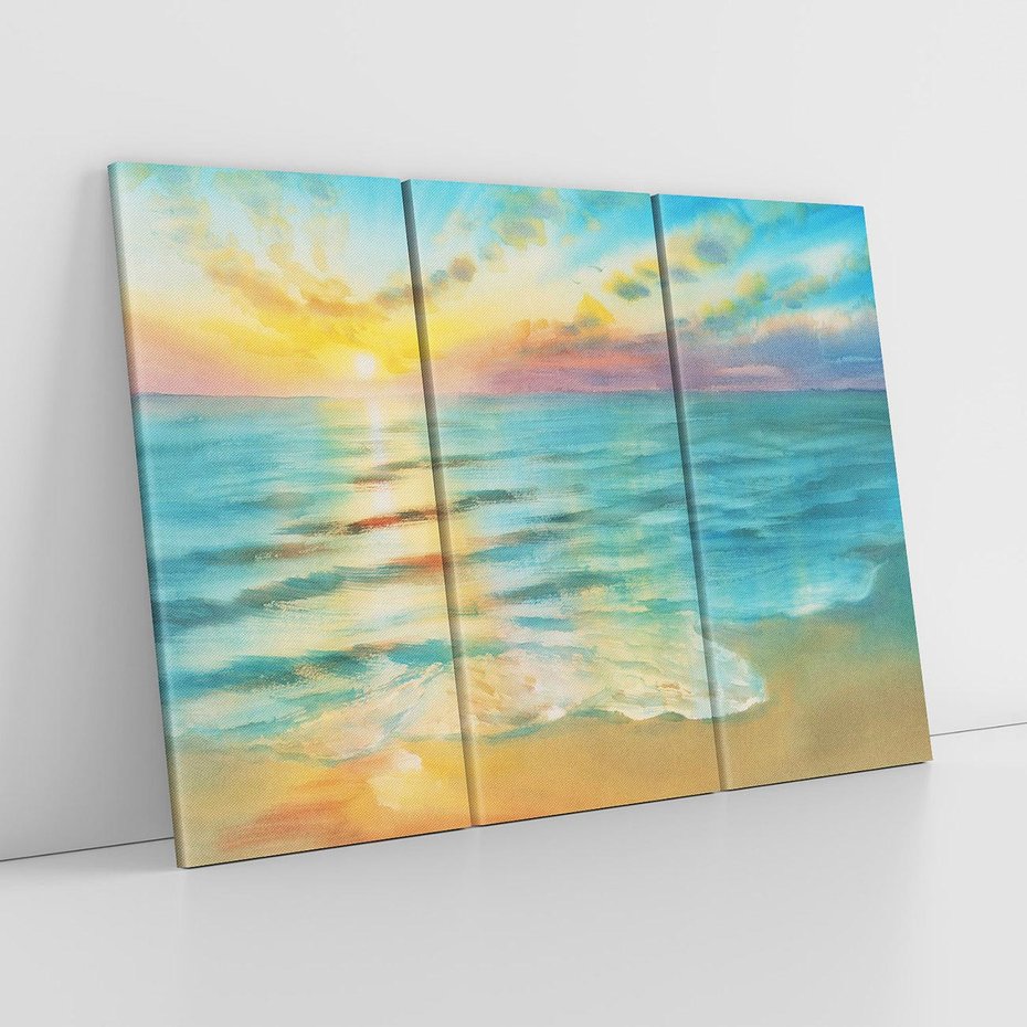 Obraz na płótnie 120x80 - Objawienie Fioletowego Świtu - fioletowy wschód słońca, słońce wschodzi nad morzem