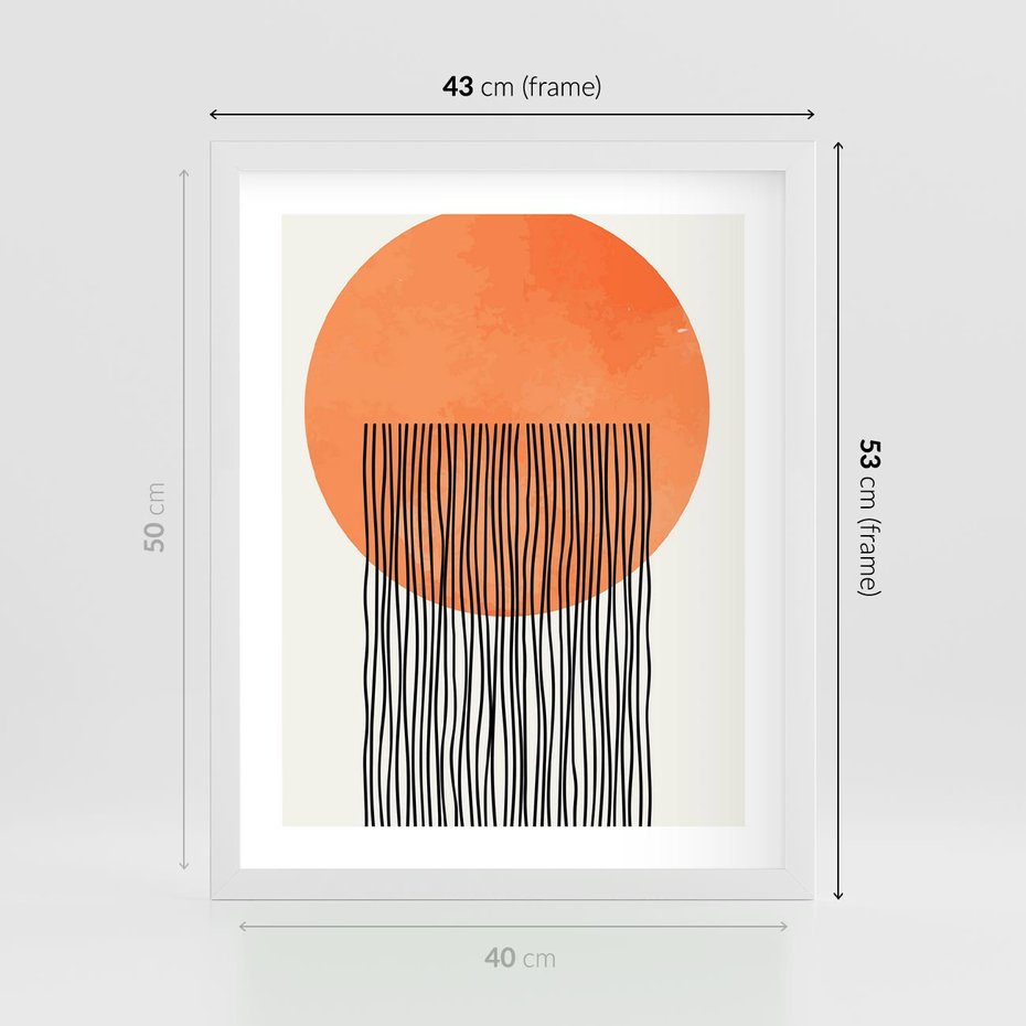 Plakat w ramie 40x50 - Echa Wyobraźni - koło, boho styl - rama biała