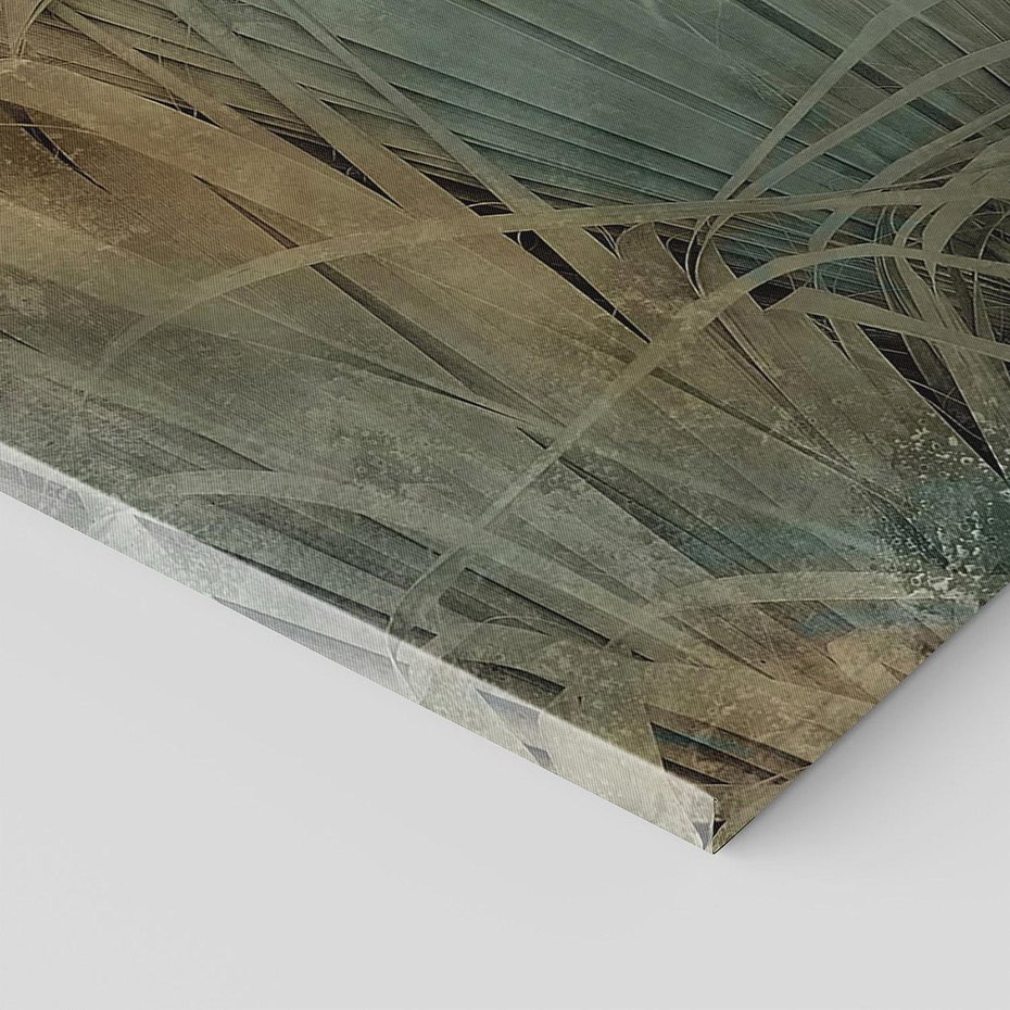 Obraz na płótnie 120x40 - Światło w mroku duszy - liście traw, mroczny klimat