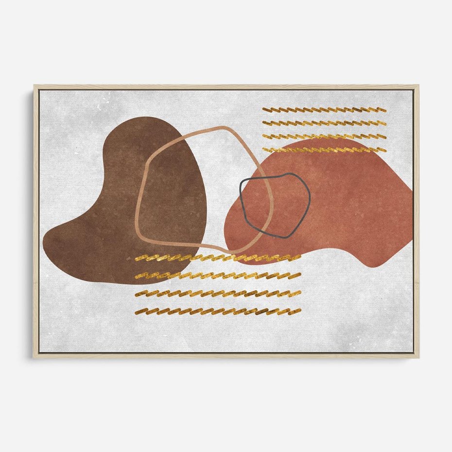 Obraz w ramie 120x80 - Odbicie światła serca - abstrakcyjne rozlane plamy, boho styl - rama drewno