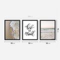 Zestaw obrazy w ramie 50x70 galeria - Plaża, morze, podróż, cytat - rama czarna