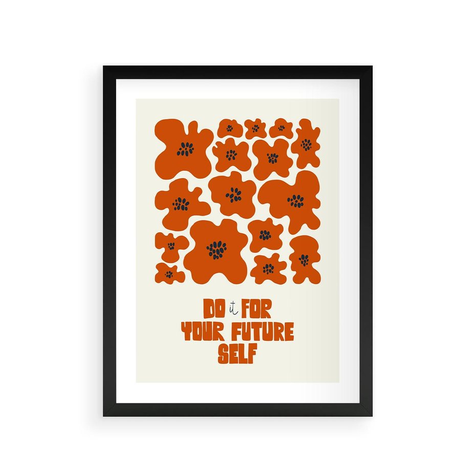 Plakat w ramie 30x40 - Taniec Kolorowych Promieni - self care, kompozycja kwiaty - rama czarna