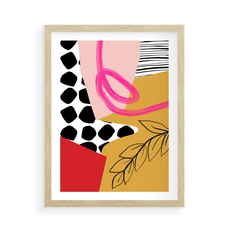 Plakat w ramie 50x70 - Księga Form i Plam - abstrakcyjna kompozycja, różne tekstury - rama drewno