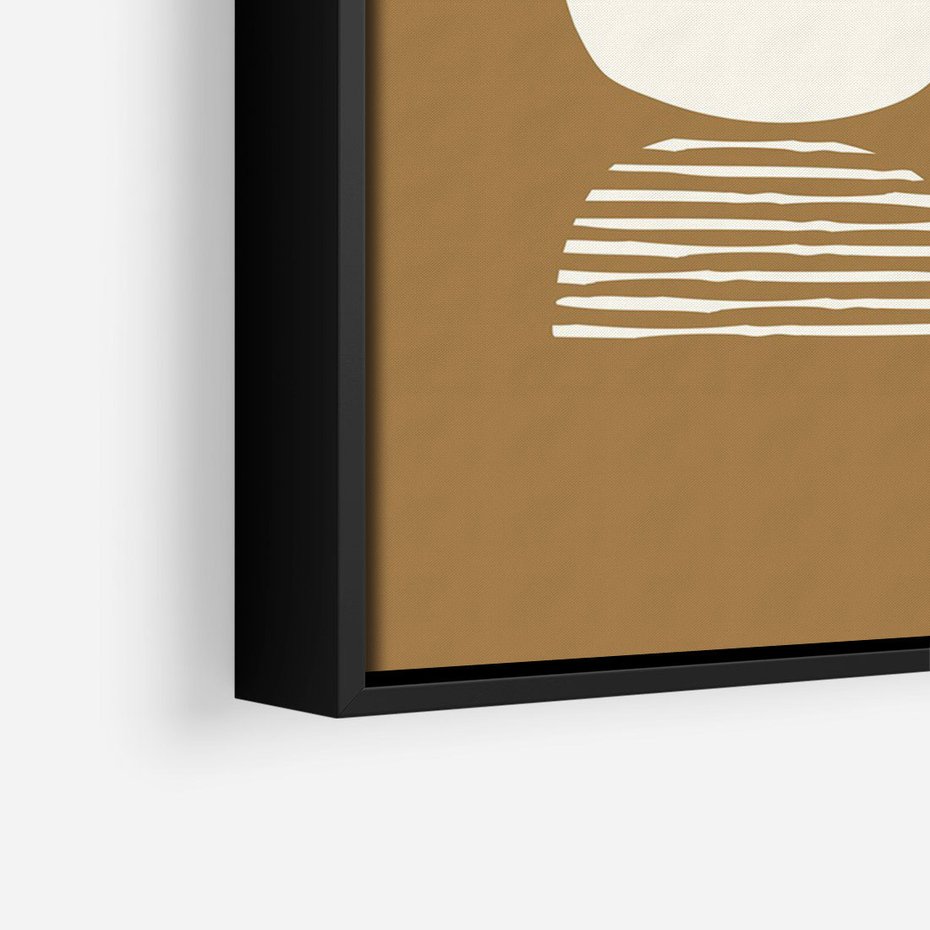 Obraz w ramie 50x70 - Wewnętrzne Spektrum - geometryczne boho kształty na brązowym, karmelowym tle - rama czarna