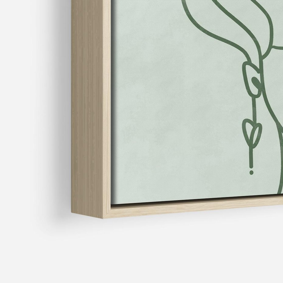 Obraz w ramie 80x80 - Spokojne Objęcia Natury - abstrakcja, zielony szkic - rama drewno