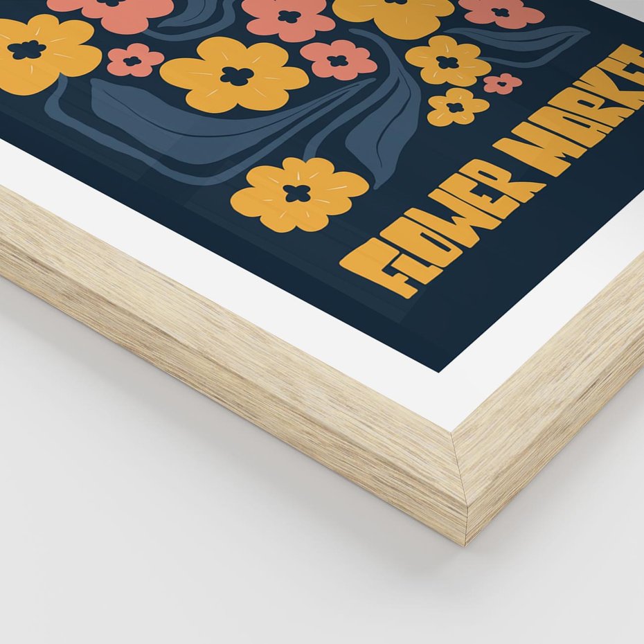 Plakat w ramie 30x40 - Impulsy Rozkwitu - plakat, granatowe tło - rama drewno