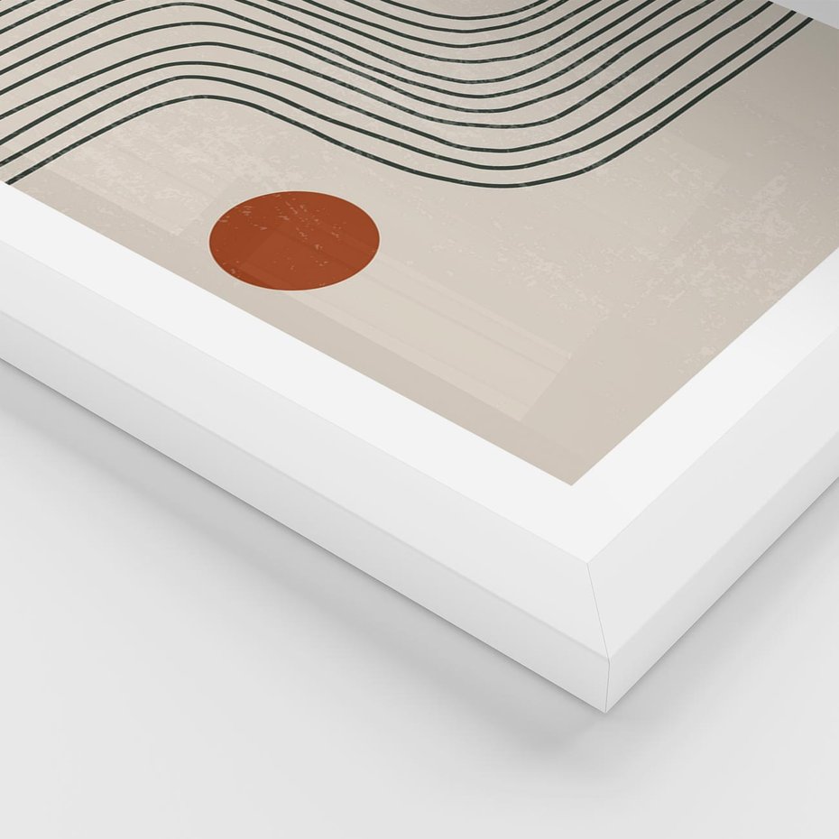 Plakat w ramie 40x50 - Czysta Refleksja - abstrakcyjna sztuka, boho kształty - rama biała