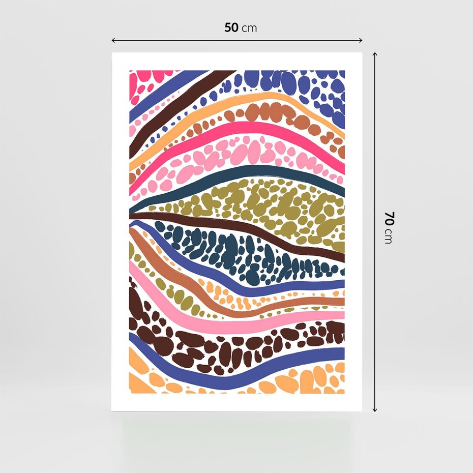 Plakat bez ramy 50x70 - Wibracje Plam - kolorowe wzory, tęczowe żywe kolory