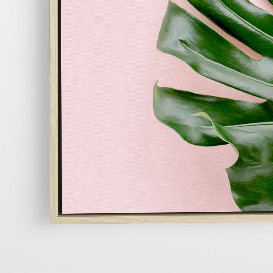 Obraz w ramie 100x70 - Egzotyczna Roślinność - liście, monstera - rama drewno