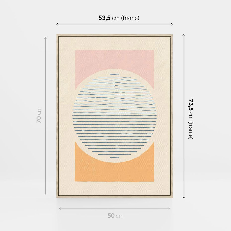 Obraz w ramie 50x70 - Rozbijająca Opowieść - geometryczne kształty, koła - rama drewno