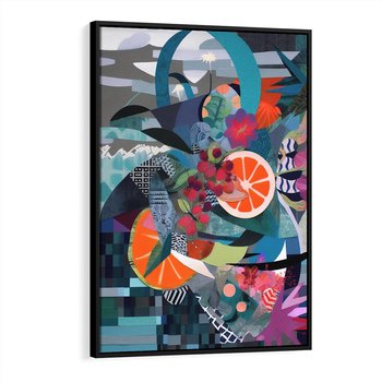 Obraz w ramie 50x70 - Migocące Widoki Harmonii - abstrakcyjny obraz, jak picasso - rama czarna