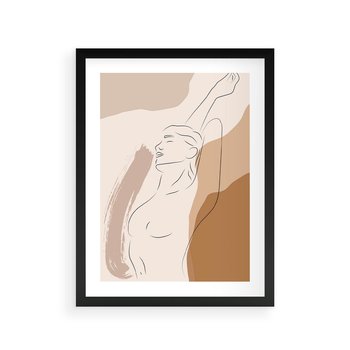 Plakat w ramie 30x40 - Sztuka Nagiej Formy - szkic nagiej kobiety, kolory beżowe - rama czarna