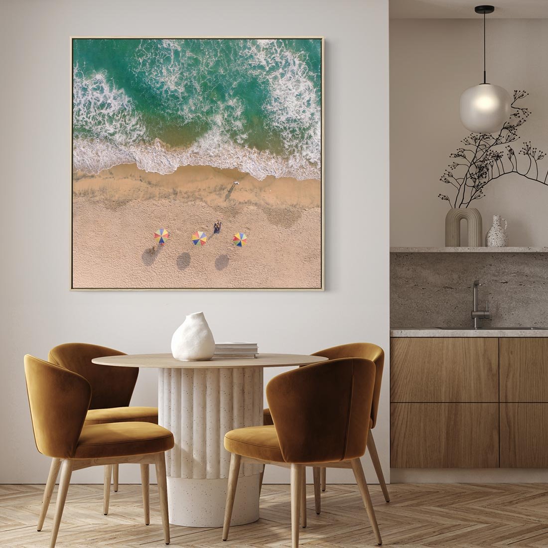Obraz w ramie 50x50 - Letnie Wakacje na Horyzoncie - plaża, morze - rama drewno
