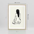 Plakat w ramie 50x70 - Minimalistyczna Piękność: Kobieta w Sztuce - grafika minimalizm, rysunek kobiety - rama drewno