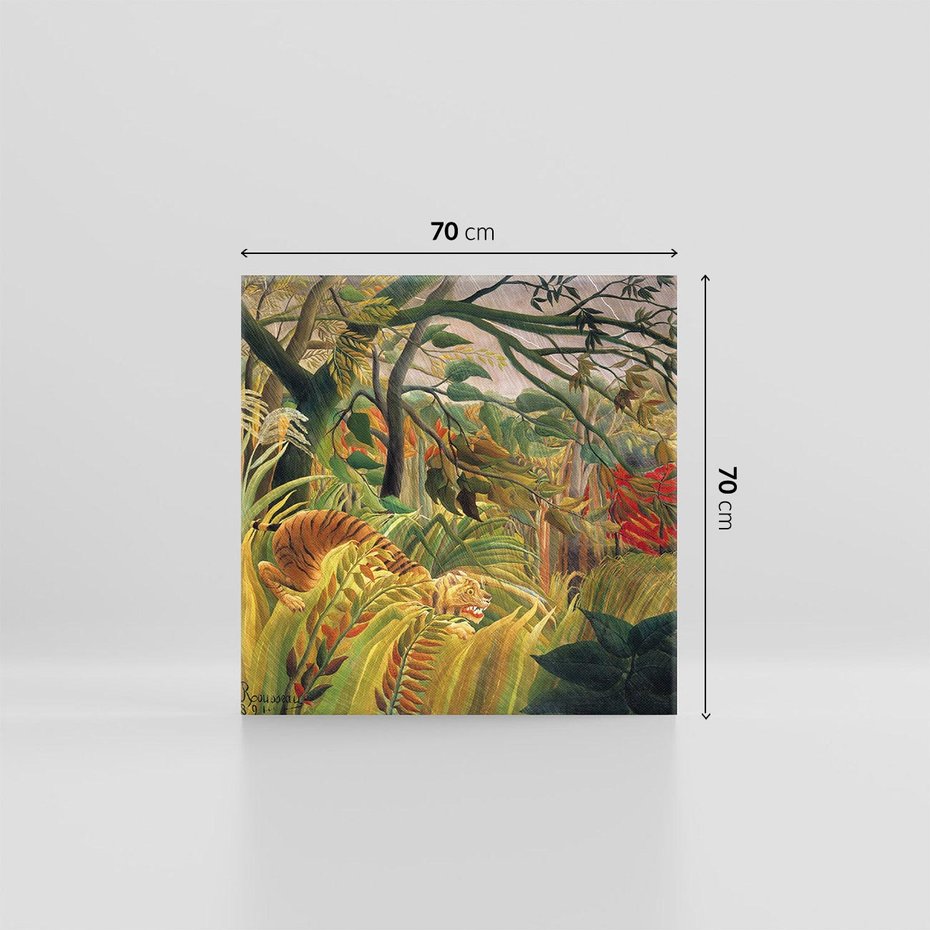 Obraz na płótnie 70x70 - "Tygrys w tropikalnej burzy" (1891) Henri Rousseau - Reprodukcja - reprodukcja, obraz na płótnie