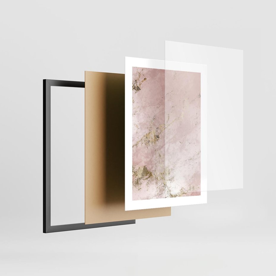 Plakat w ramie 30x40 - Piękno w Szczegółach - marmur, złoto - rama czarna