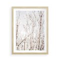 Plakat w ramie 50x70 - Szron na Gałęziach - ośnieżone gałązki, szron na gałęziach - rama drewno
