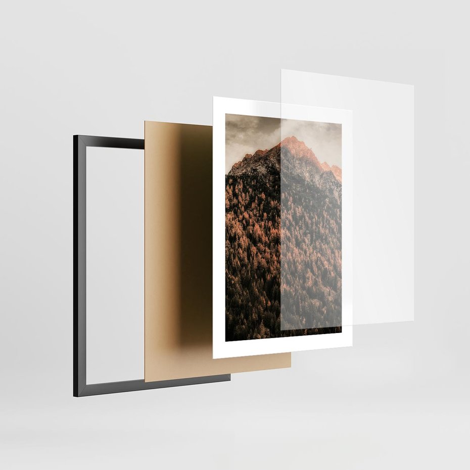 Plakat w ramie 30x40 - Jesienna Godzina w Górach - góry, las w górach - rama czarna